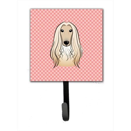 Carolines Treasures Checkerboard Pink Afghan Hound Leash or Key Holder- 4.25 W x 7 H In. BB1244SH4